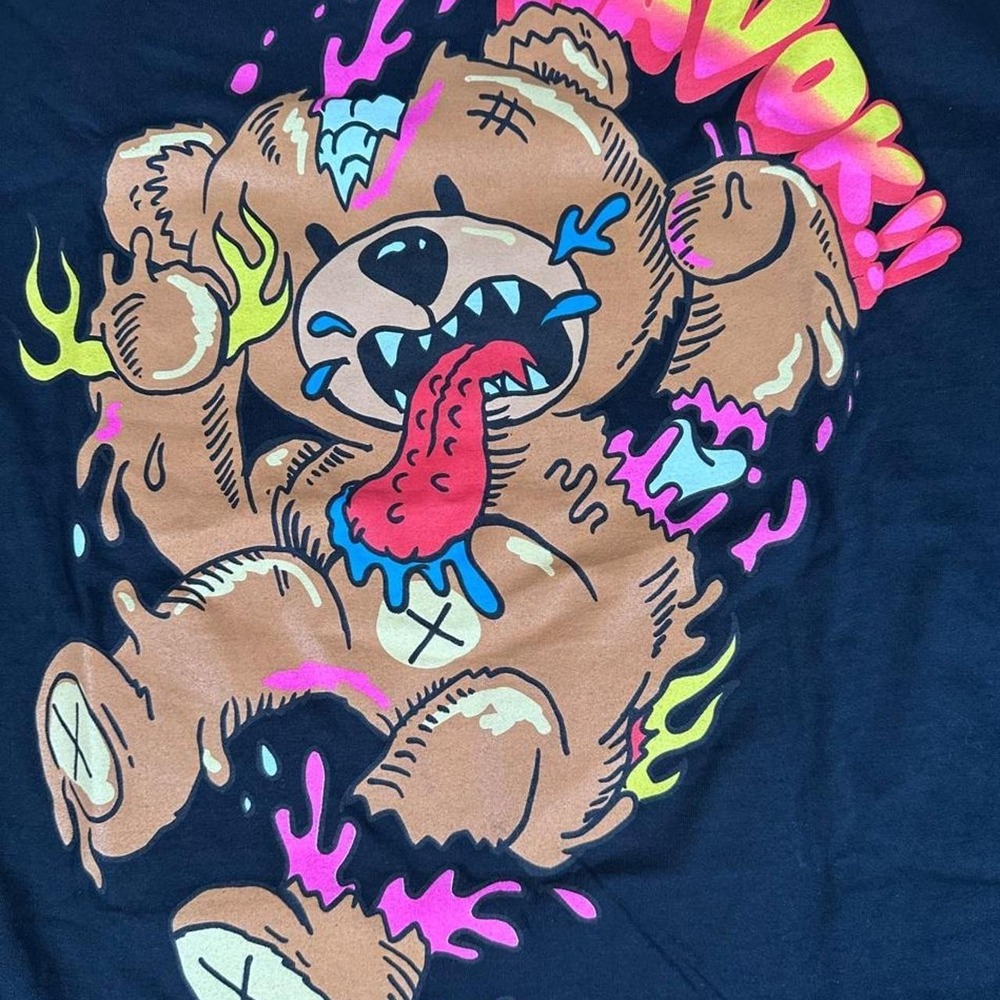 Fashion Nova Men Havok Zombie Teddy Bear Graphic Tee Black Short Sleeve XL